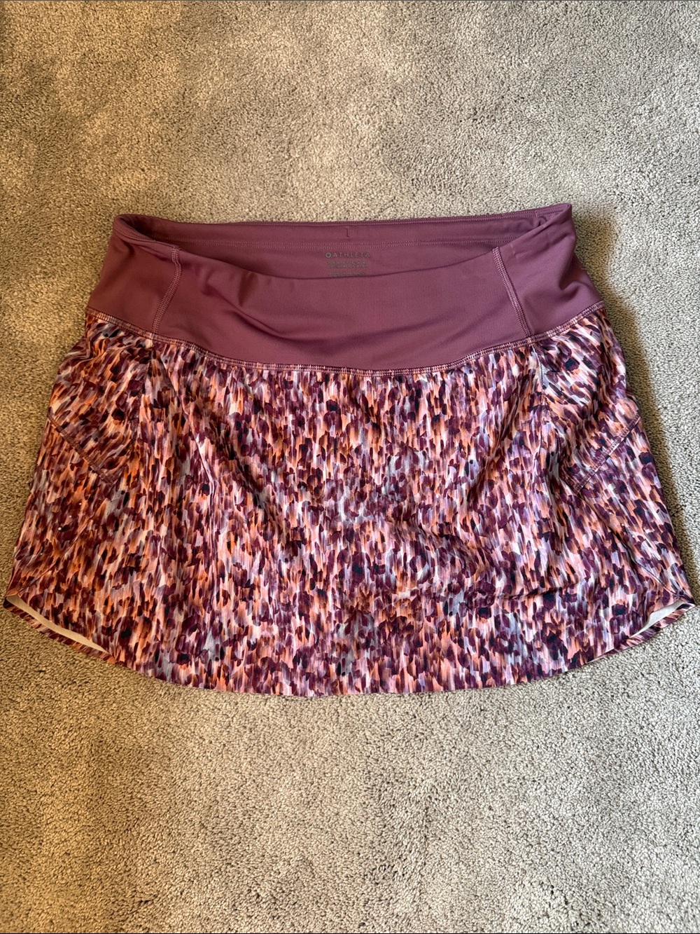 Athleta purple and Pink Printed run with it 14in Skirt